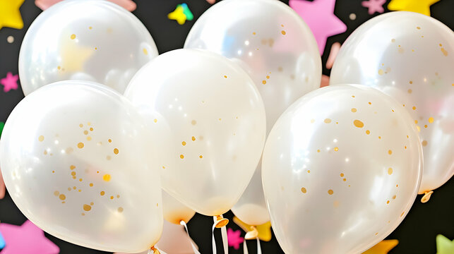 White balloons with gold dots