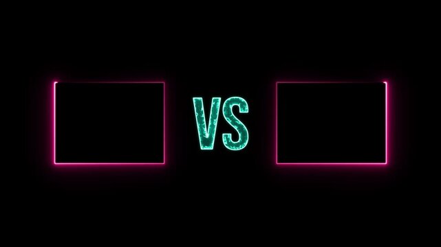 square versus animation .glowing neon icon and 4k neon circle. vs animation, Competition vs match game, martial battle vs sport