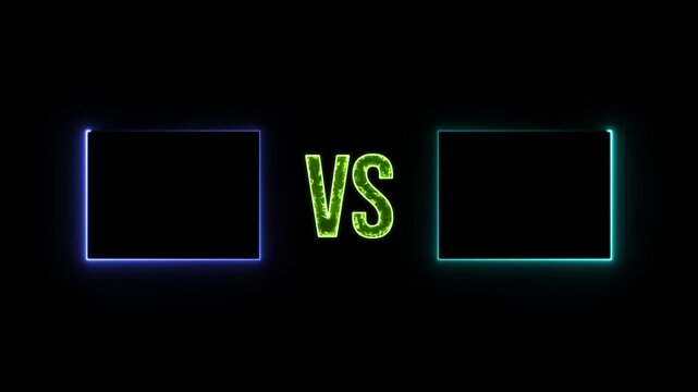 square versus animation .glowing neon icon and 4k neon circle. vs animation, Competition vs match game, martial battle vs sport