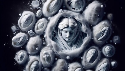 Spin marble dust into statues cocoons form blank canvases Final