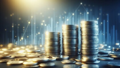 Stacked Coins Abstract A neat stack of generic silver or gold co
