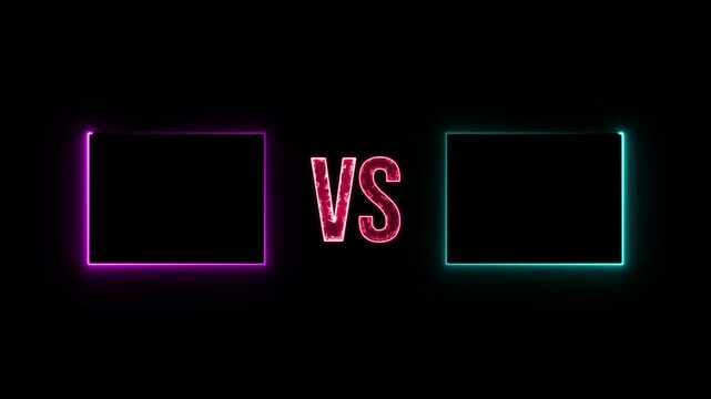 square versus animation .glowing neon icon and 4k neon circle. vs animation, Competition vs match game, martial battle vs sport