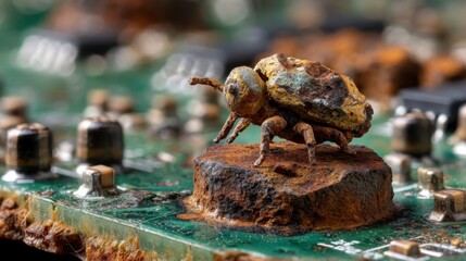 Obraz premium Macro Photography of Corroded Connection Point on Circuit Board