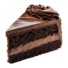 Decadent Slice of Chocolate Cake with Rich Frosting and Layers
