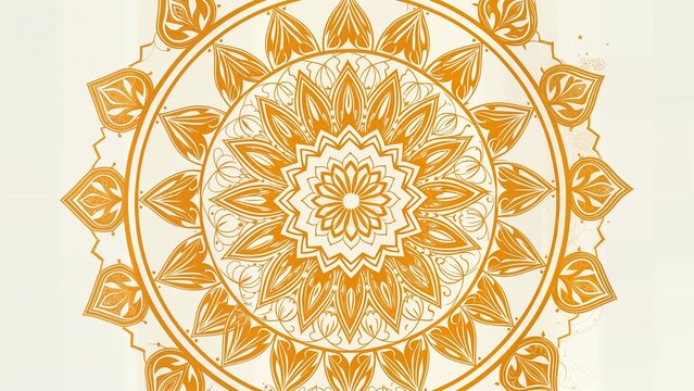 Vector mandala-inspired abstract background with gold lotus lines and partten circular symmetry, soft cream gradient background, symbolic of peace, growth, and abundance energy.