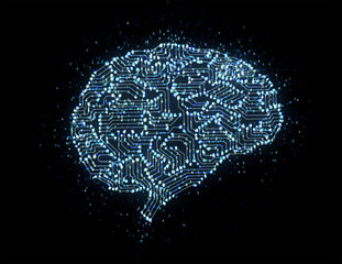 Ai digital circuit brain with shining light