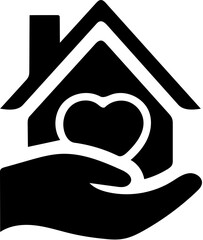 house in the shape of heart,house with heart,Hands holding house with heart icon vector,Hands Supporting a Heart-Centered Home

