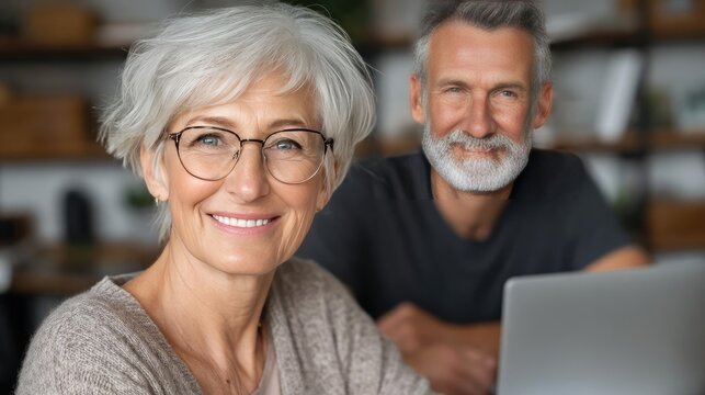 Passive income after retirement healthcare and emergency plan concept. Happy senior couple enjoying quality time at home together.
