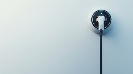 Type 2 EV Charging Connector on White Background - Minimalistic Design with Clean Lines and Copy Space for Electric Vehicle Charger Concept