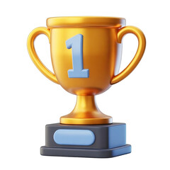 Gold trophy cup award for first place winner achievement success competition victory best prize render