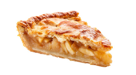 Delicious Slice of Homemade Apple Pie with Golden Crust isolated on transparent background