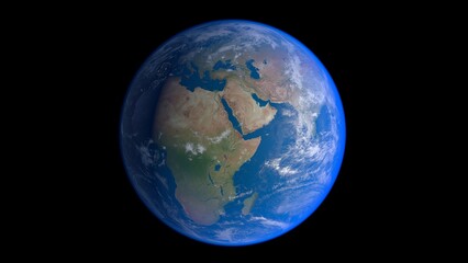 Planet Earth in Space on Black Background
