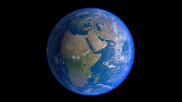 Planet Earth in Space on Black Background