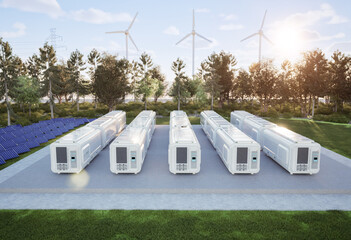 Group of energy storage systems or battery container units