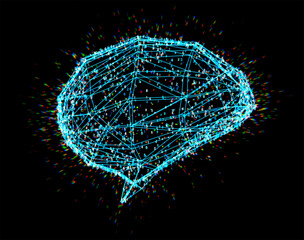 Ai digital brain with shining light