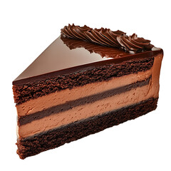 Decadent Slice of Layered Chocolate Cake with Smooth Ganache and Whipped Topping