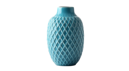 Elegant Teal Ceramic Vase with Diamond Pattern Design, Modern Home Decor isolated on transparent background