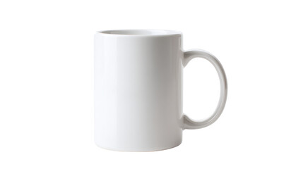 Fototapeta premium Blank White Ceramic Mug, Cylindrical Shape, Studio Shot on isolated on transparent background