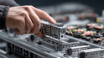 Close Up of Rack Mount Tool Alignment in Electronics Assembly Process