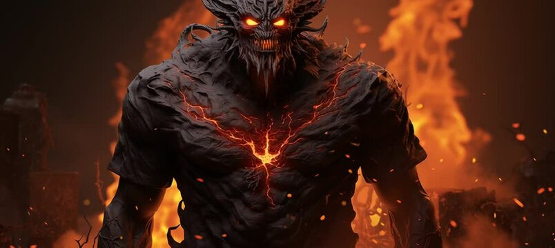 ifrit vs demon vector illustration , ai generative video
