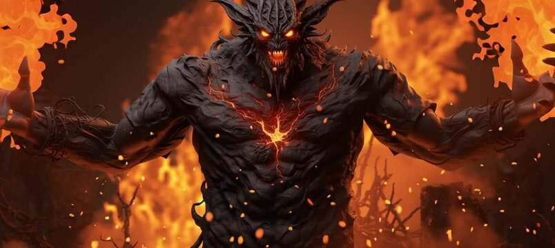 ifrit vs demon vector illustration , ai generative video