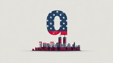 11 September- illustration for Patriot Day USA poster or banner.