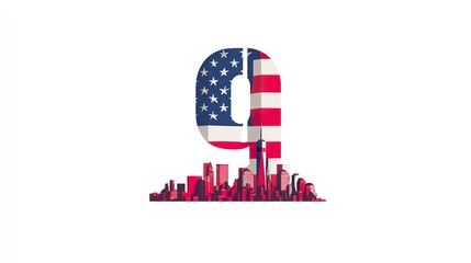 11 September- illustration for Patriot Day USA poster or banner.