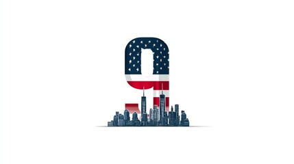11 September- illustration for Patriot Day USA poster or banner.