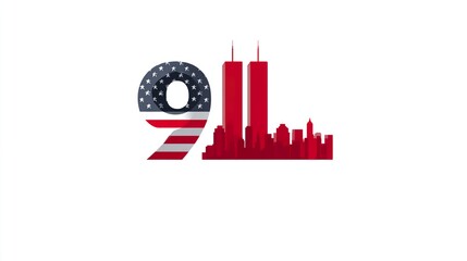11 September- illustration for Patriot Day USA poster or banner.