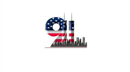 11 September- illustration for Patriot Day USA poster or banner.