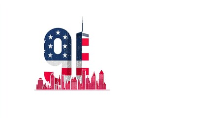 11 September- illustration for Patriot Day USA poster or banner.