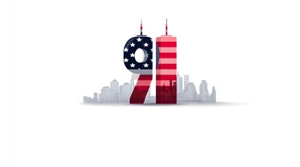 11 September- illustration for Patriot Day USA poster or banner.