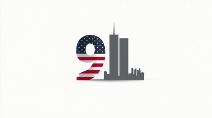 11 September- illustration for Patriot Day USA poster or banner.