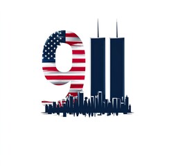 11 September- illustration for Patriot Day USA poster or banner.