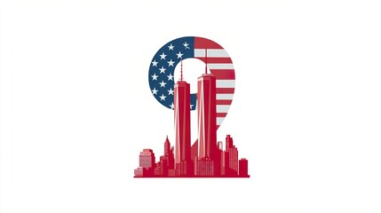 11 September- illustration for Patriot Day USA poster or banner.