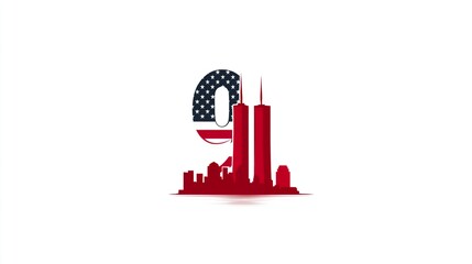 11 September- illustration for Patriot Day USA poster or banner.