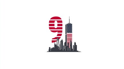 11 September- illustration for Patriot Day USA poster or banner.