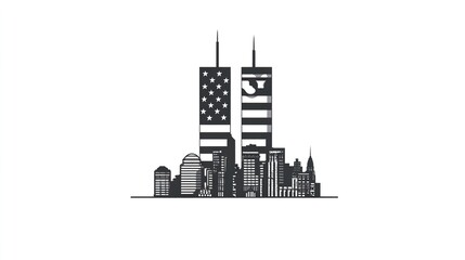 11 September- illustration for Patriot Day USA poster or banner.