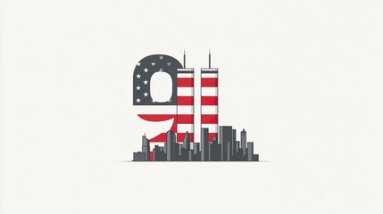 11 September- illustration for Patriot Day USA poster or banner.
