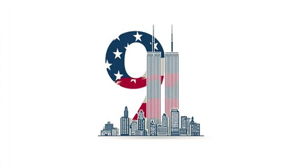 11 September- illustration for Patriot Day USA poster or banner.