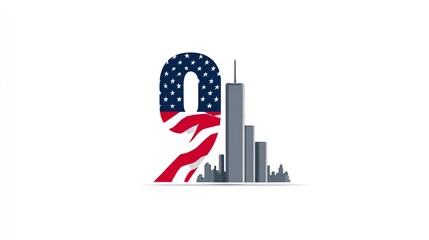 11 September- illustration for Patriot Day USA poster or banner.