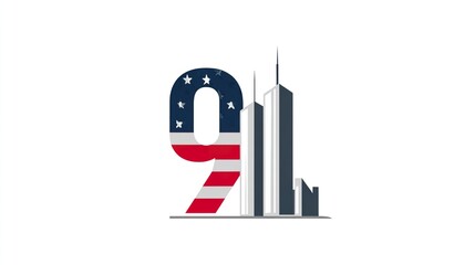 11 September- illustration for Patriot Day USA poster or banner.