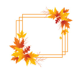 Autumn Leaves Background, Hand Drawn Flat Autumn Background, Maple Leaf Autumn Background
