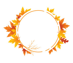 Autumn Leaves Background, Hand Drawn Flat Autumn Background, Maple Leaf Autumn Background