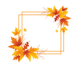 Autumn Leaves Background, Hand Drawn Flat Autumn Background, Maple Leaf Autumn Background