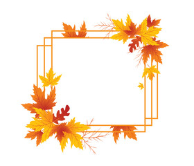 Autumn Leaves Background, Hand Drawn Flat Autumn Background, Maple Leaf Autumn Background