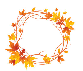 Autumn Leaves Background, Hand Drawn Flat Autumn Background, Maple Leaf Autumn Background