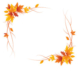 Autumn Leaves Background, Hand Drawn Flat Autumn Background, Maple Leaf Autumn Background