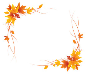 Autumn Leaves Background, Hand Drawn Flat Autumn Background, Maple Leaf Autumn Background