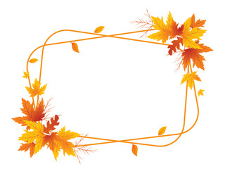 Autumn Leaves Background, Hand Drawn Flat Autumn Background, Maple Leaf Autumn Background